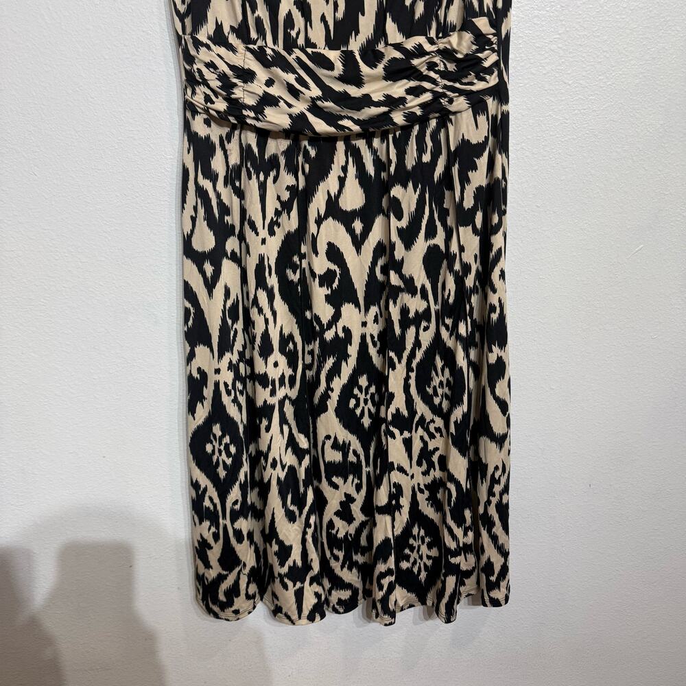 North Style Cream Black Ikat Print Sleeveless Midi Dress Sz 18 - Picture 4 of 11